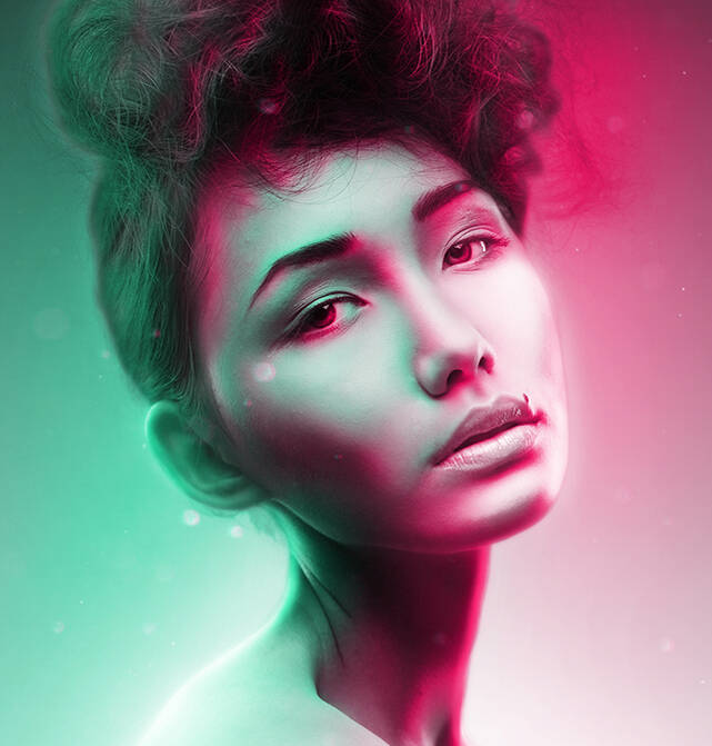 Women face in colorful background