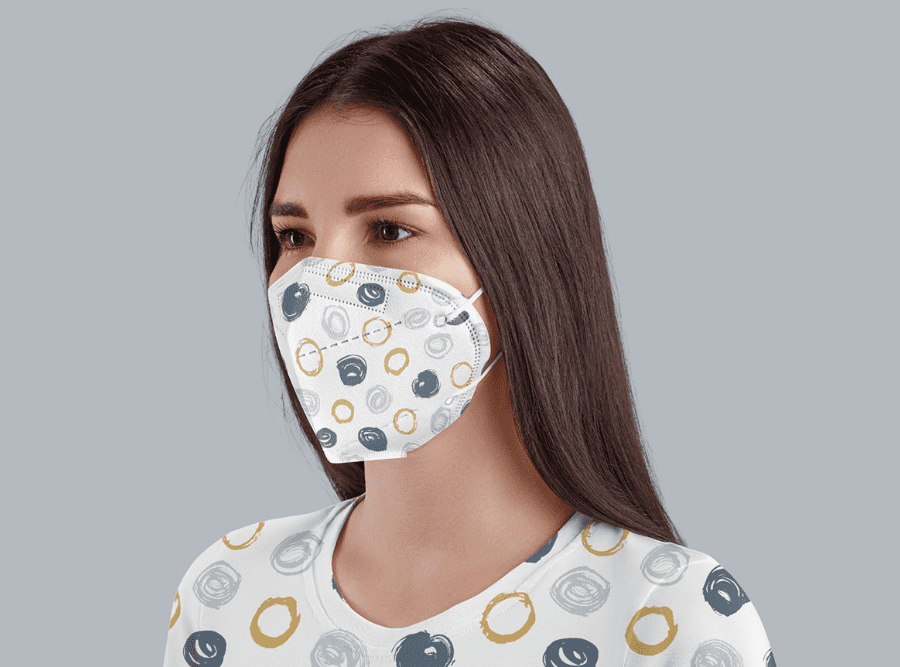 Girl with respirator mask mockups