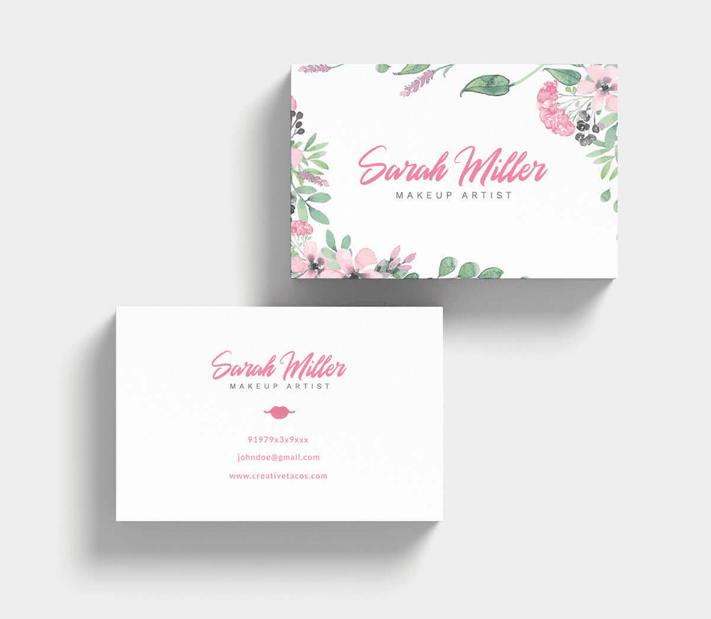 Two side business cards with flowers
