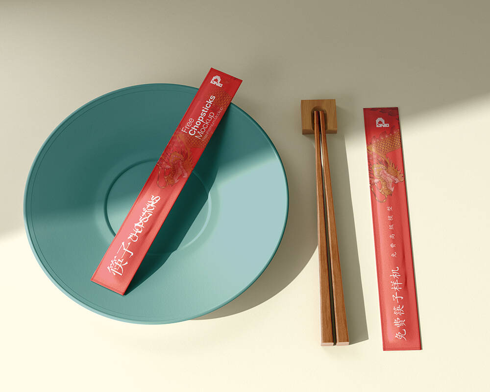 Free chopsticks on the plate and background