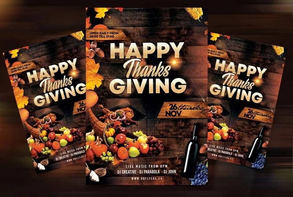 Free brown Thanksgiving day flyer