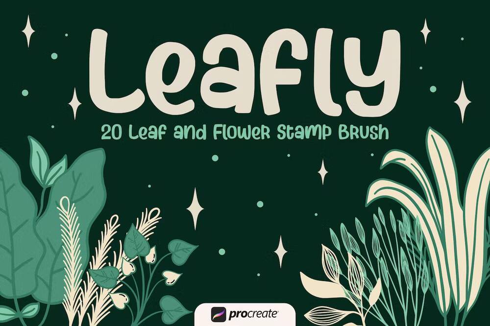 20 leaf and flower stamp brushes for Procreate