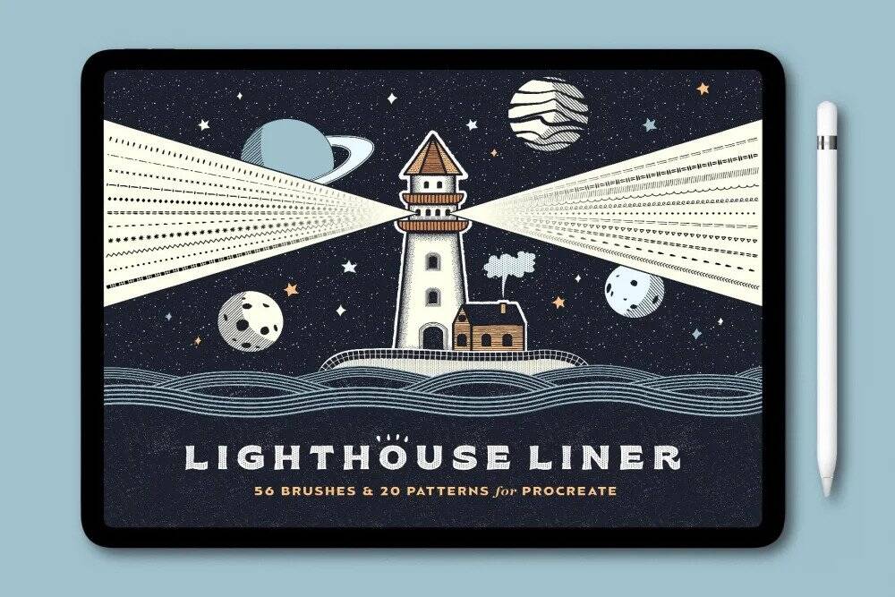 Lighthouse line brushes for Procreate