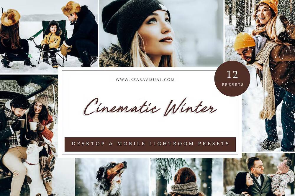 Cinematic winter lightroom presets pack