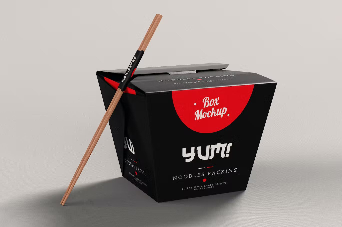 Noodles pack box and chopsticks mockup