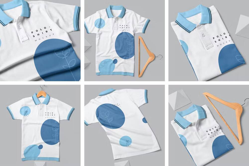 A set of nice white polo shirt mockup templates