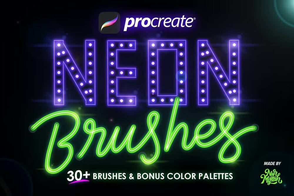 Neon brushes shining for Procreate