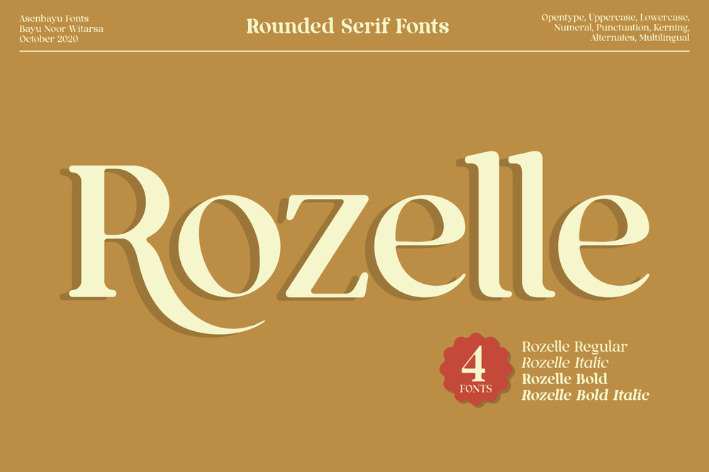 Rounded serif fonts in 4 styles