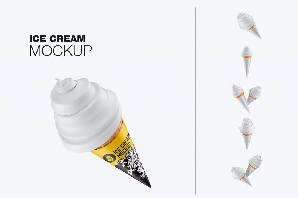 Ice cream cone mockup on white background