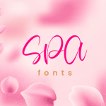 Spa fonts with pink petals