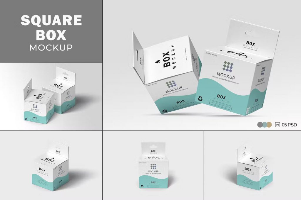 Square box mockup set