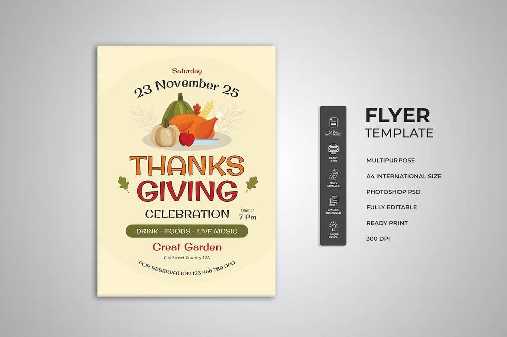 Thanksgiving celebration Photoshop flyer