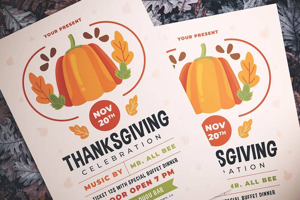 Happy Thanksgiving celebration invitation flyer