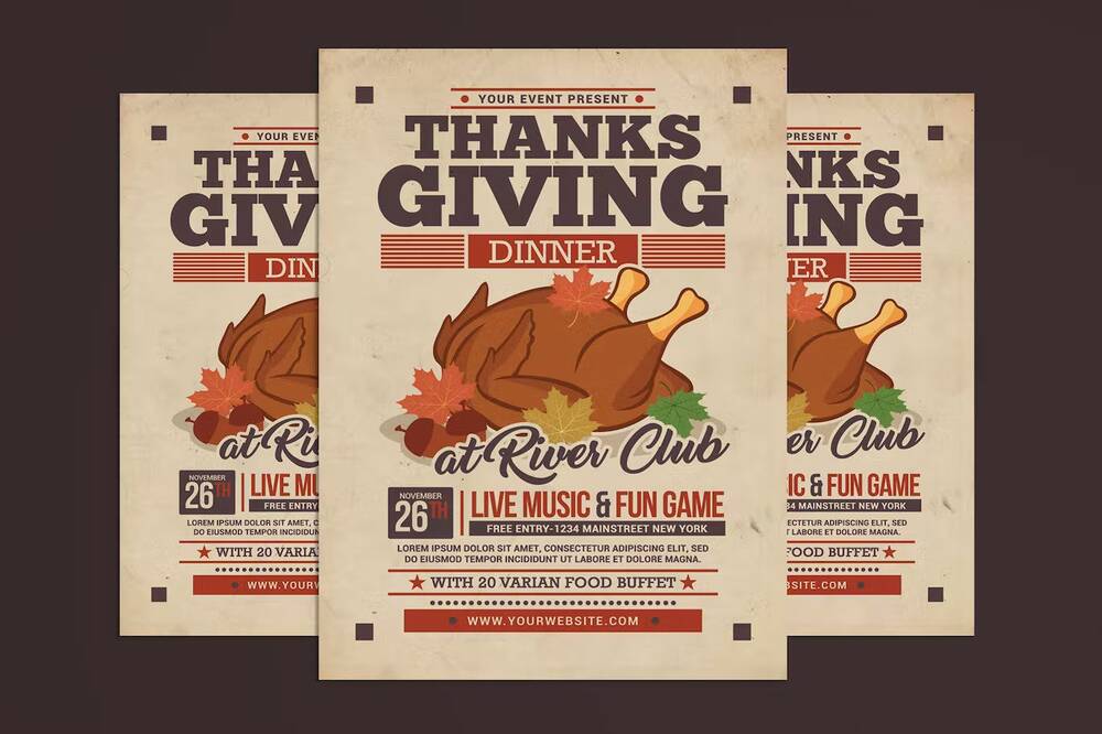Thanksgiving flyer for dinner invitation