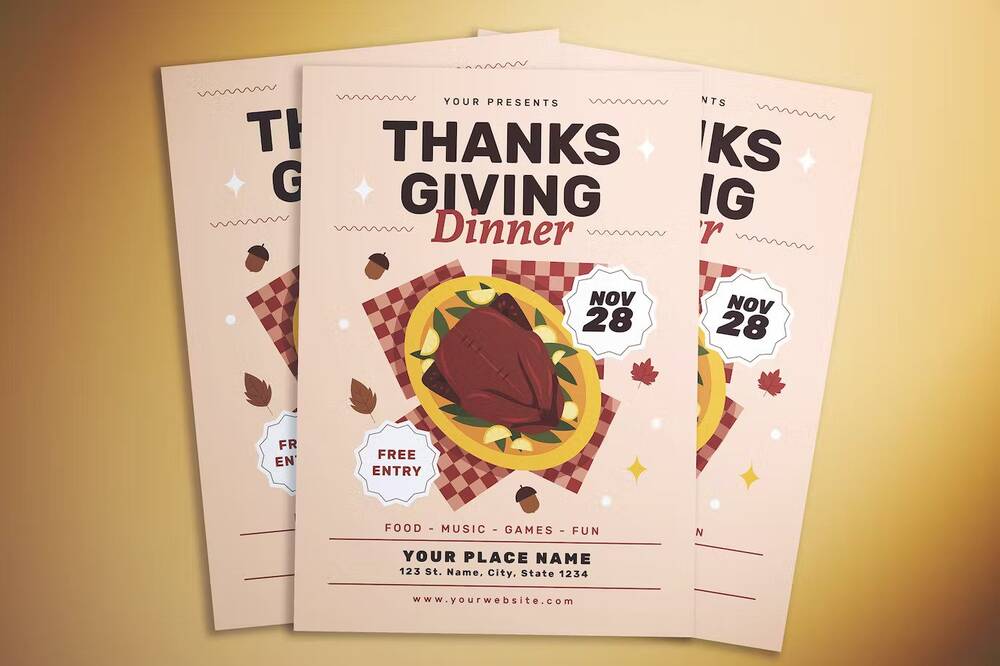 Thanksgiving dinner flyer template