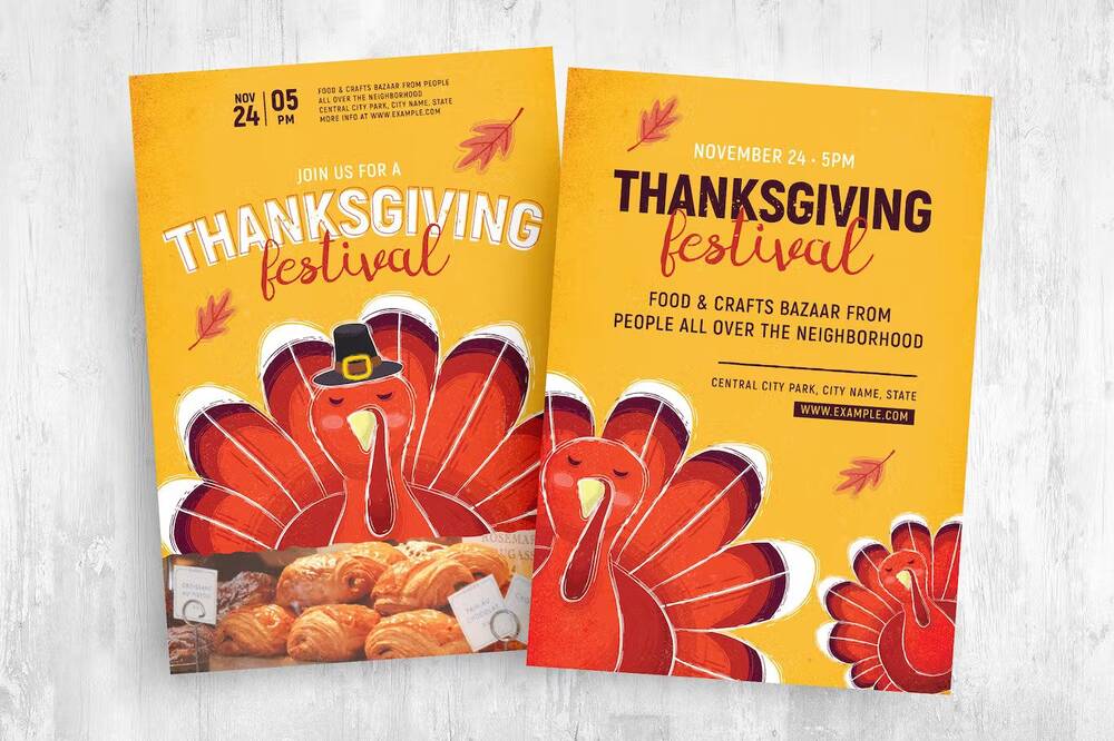 Two Thanksgiving festival flyer templates