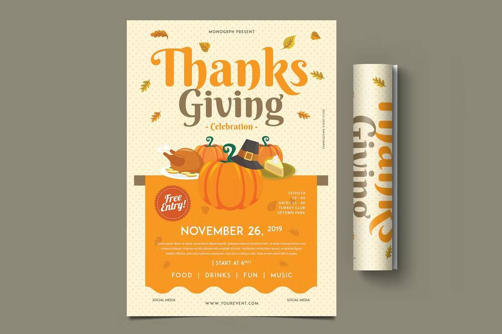 Thanksgiving celebration flyer template