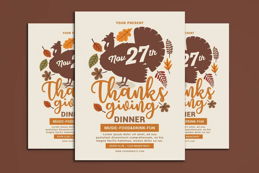 Thanksgiving flyer template dinner invitation