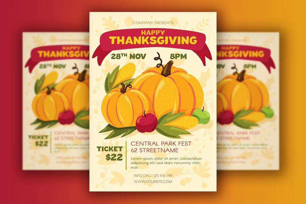 Happy Thanksgiving poster with harvest