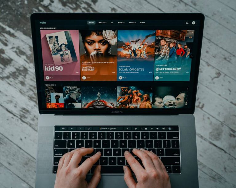 Macbook screen with creative video website