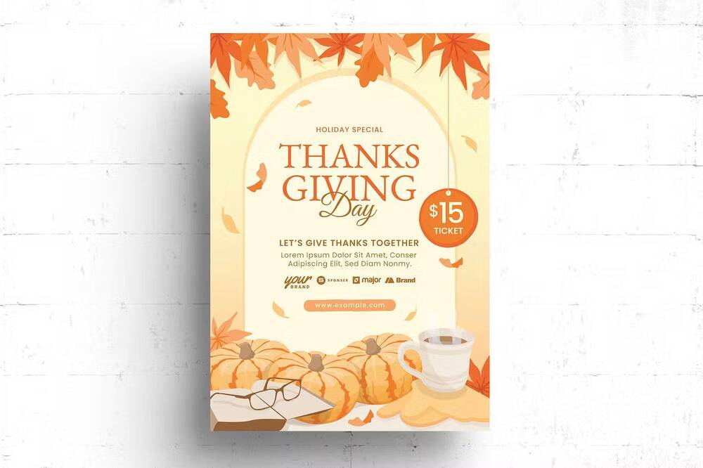 Light layout of Thanksgiving flyer template