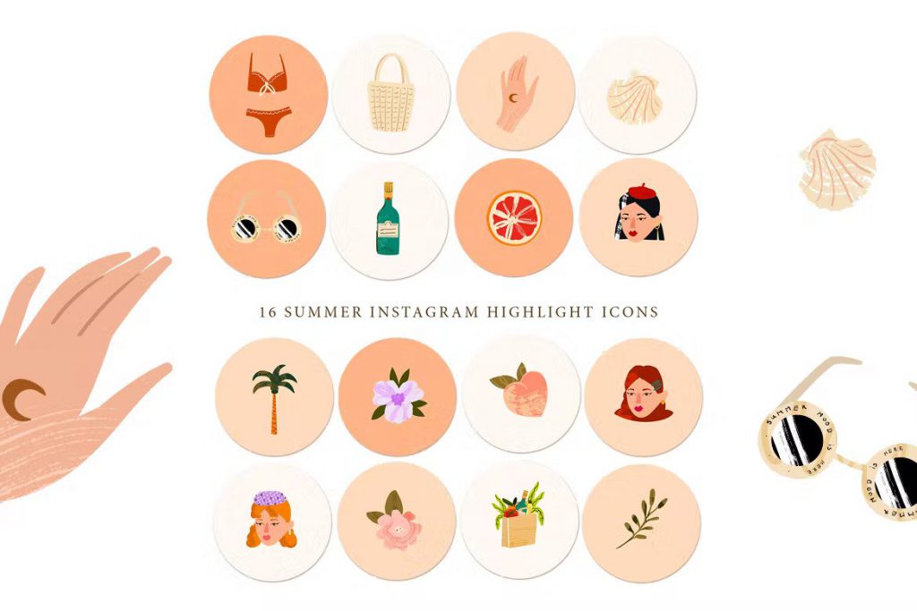 Stylish summer Instagram highlight icons
