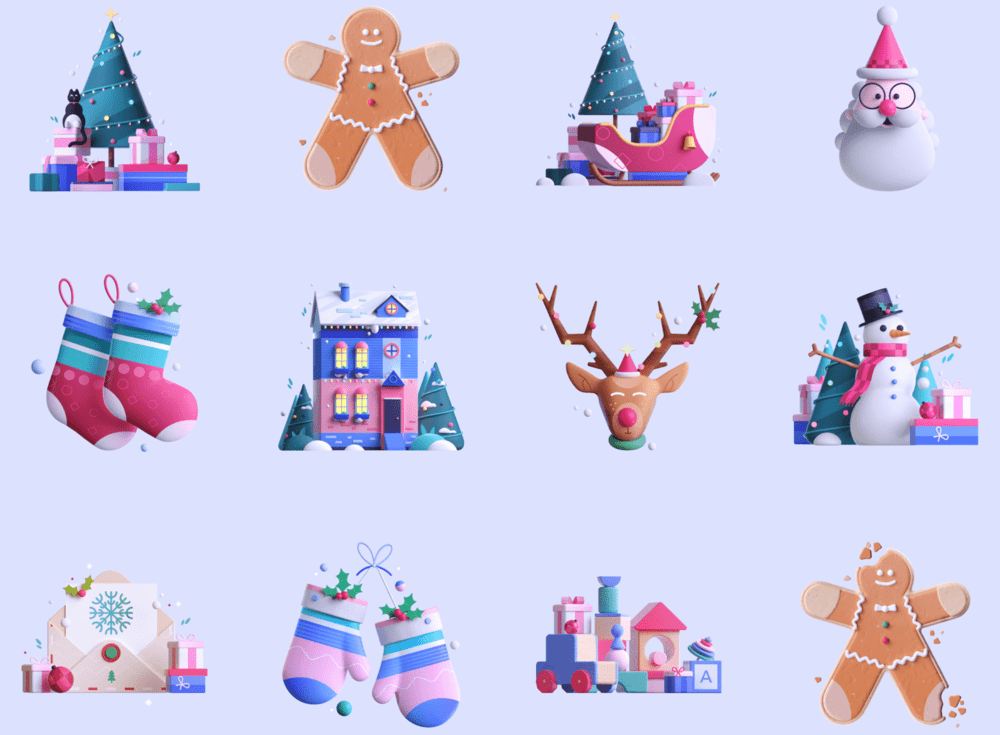 Free creative 3D christmas illustrations