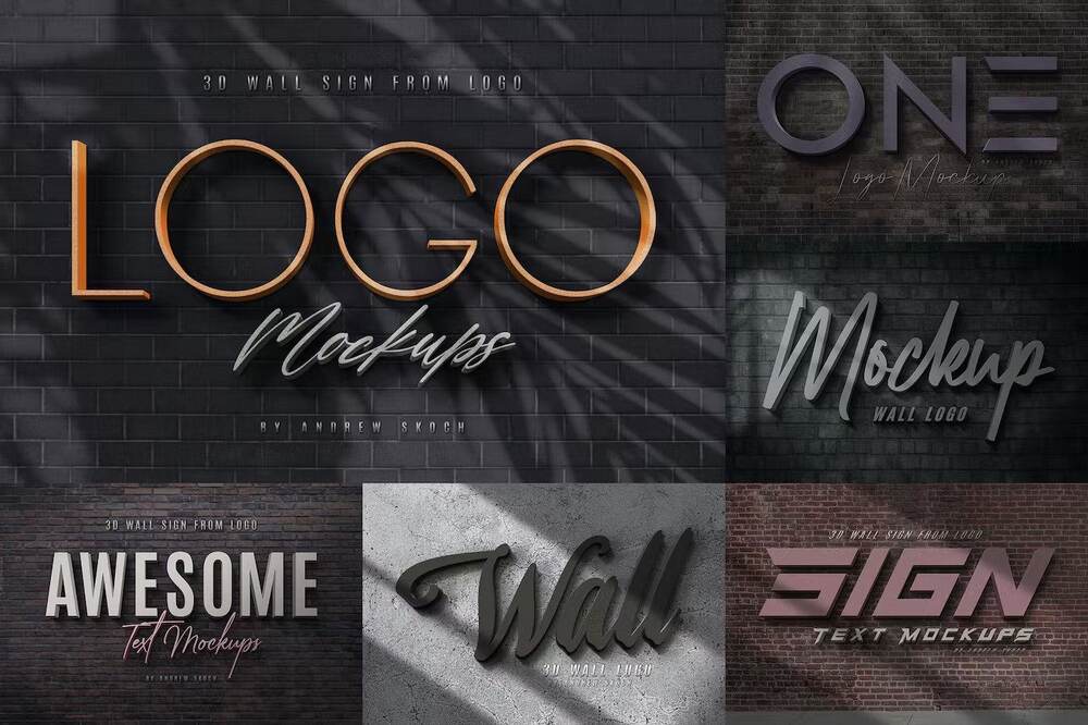 Different wall logo mockup creators