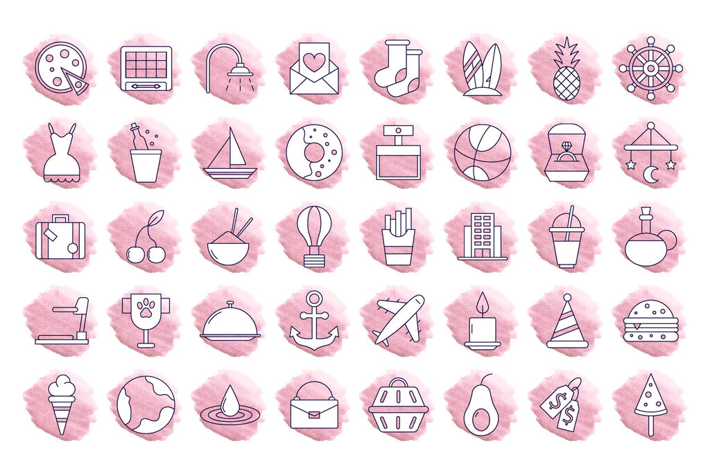 Free pink and line Instagram highlight icons
