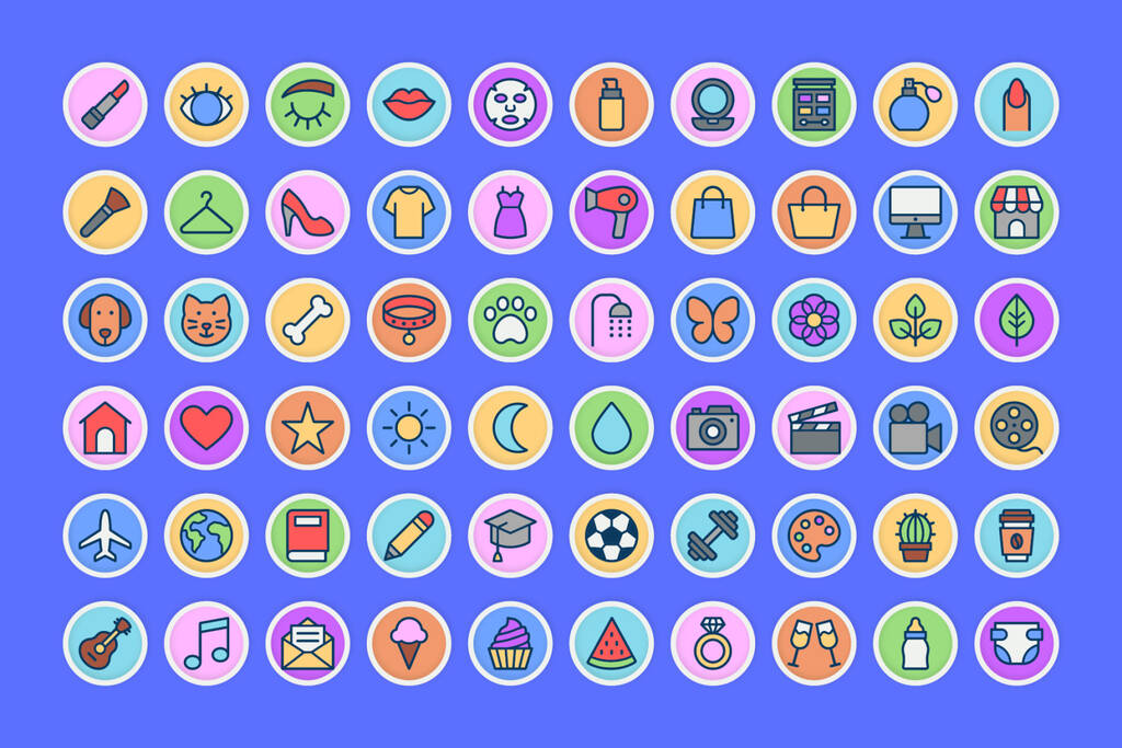 Colorful Instagram highlight icon set