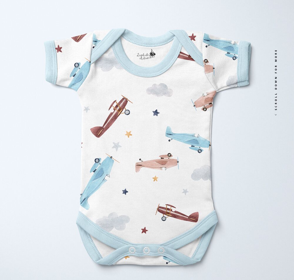 Baby short sleeve bodysuit mockup set