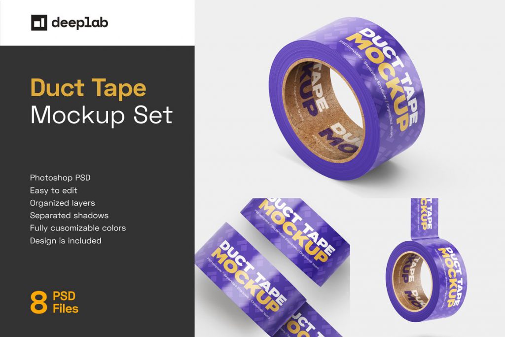 Different type duct tape mockup set