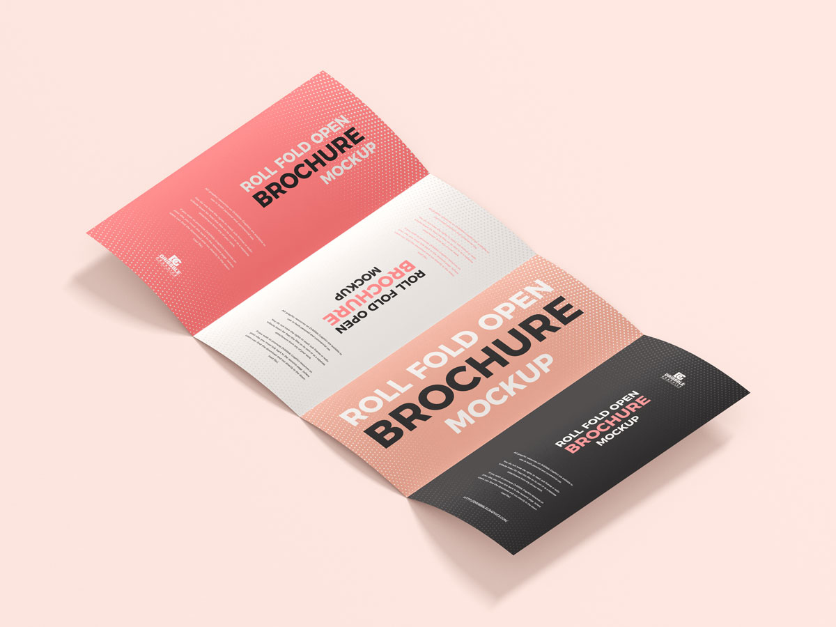 A free roll fold brochure mockup template