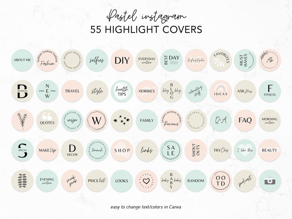 Pastel color easy to use Instagram highlight icons