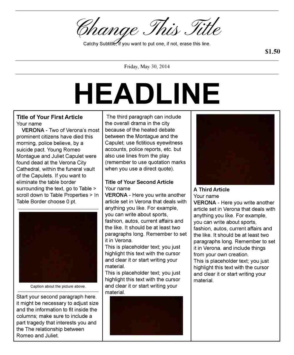 A google docs newspaper template