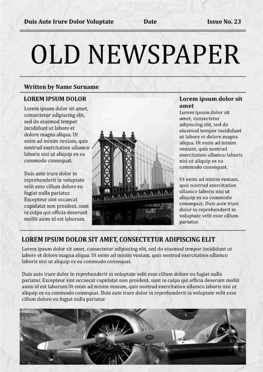 Old newspaper template for google docs