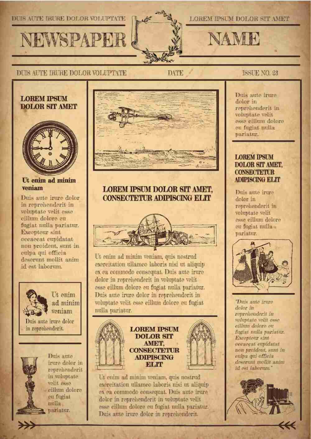 Old vintage style newspaper template