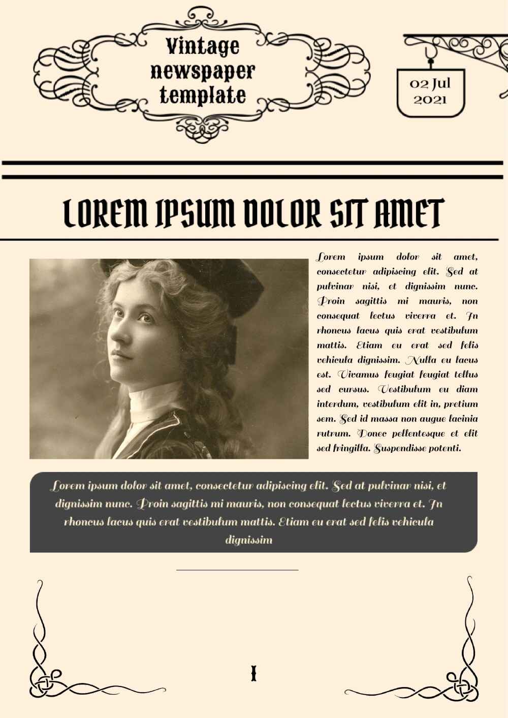 Unique vintage newspaper template