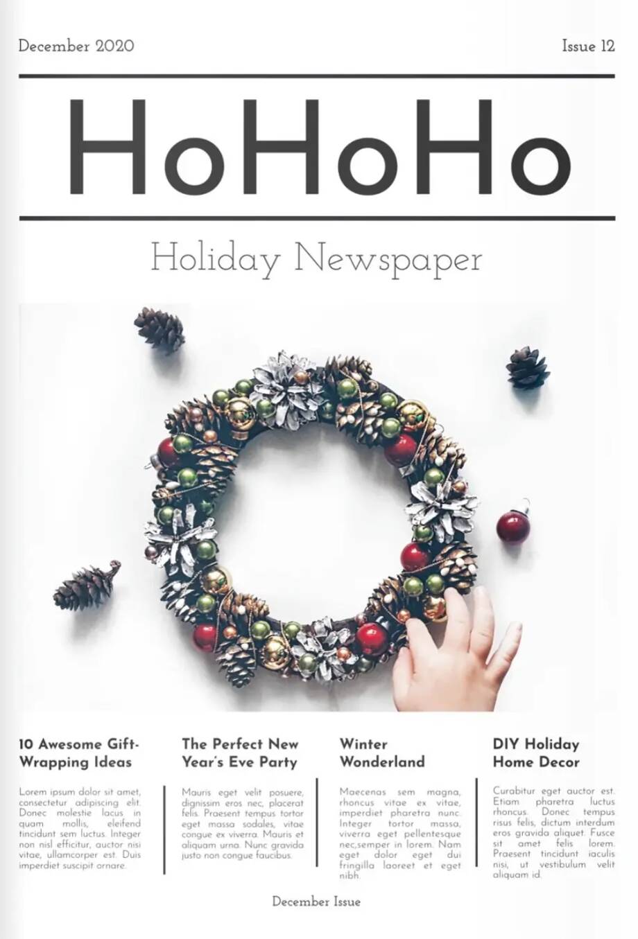 Holiday newspaper template