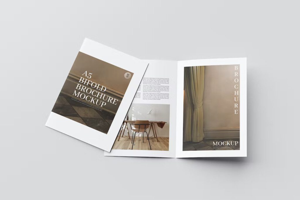 A5 bifold brochure mockup templates collection
