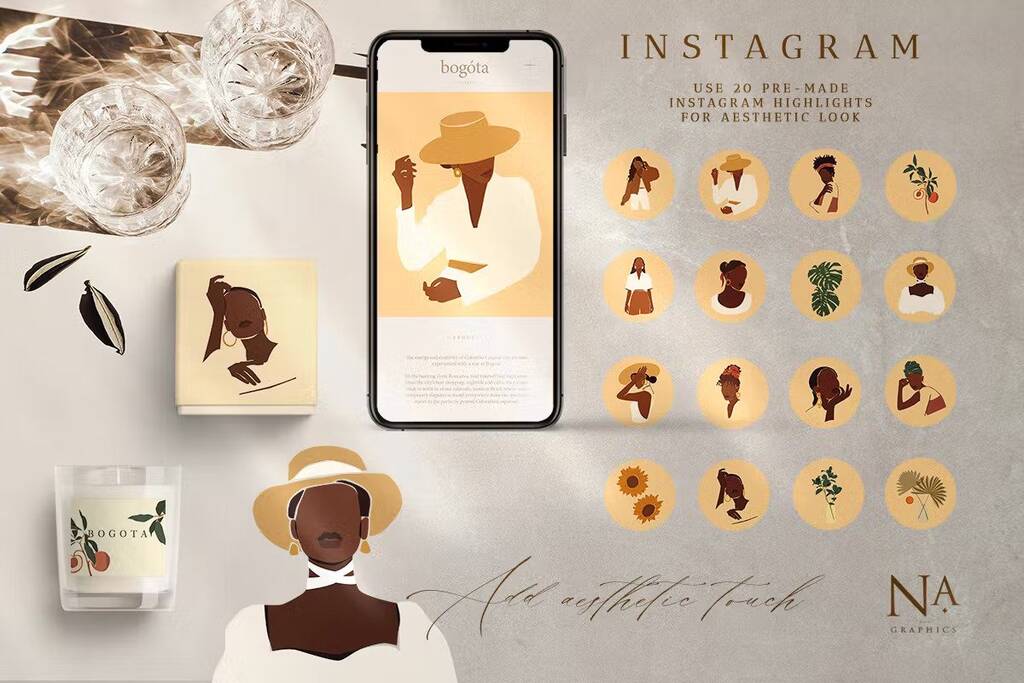 Twenty premade Instagram highlights for aesthetic look