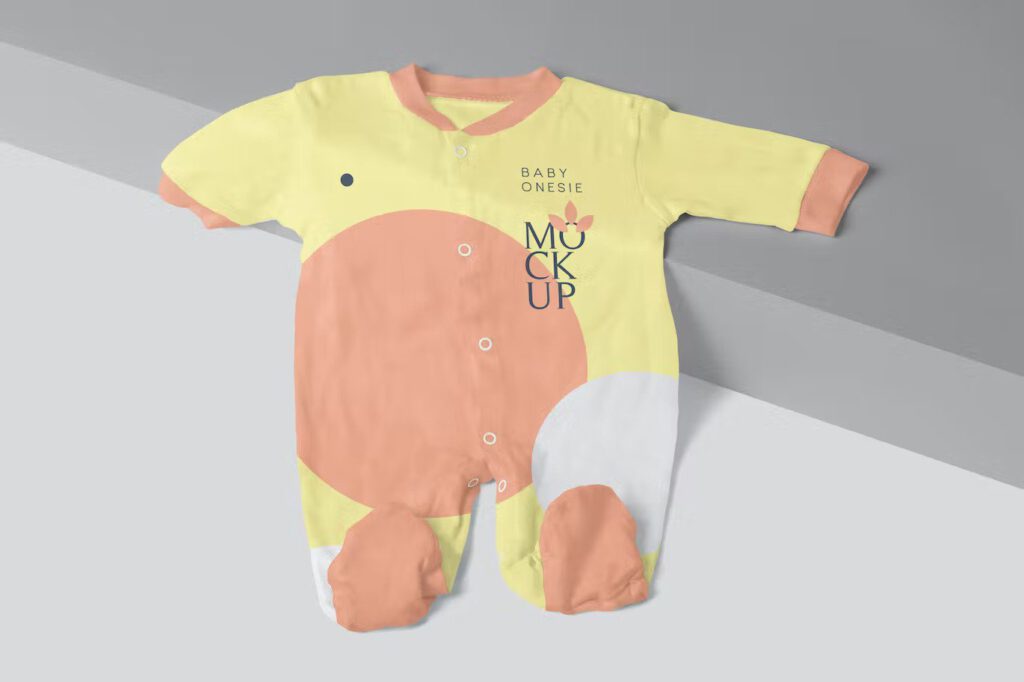 Baby full bodysuit mockup templates set