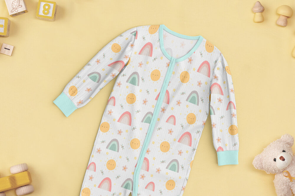 Baby jumpsuit mockup templates set