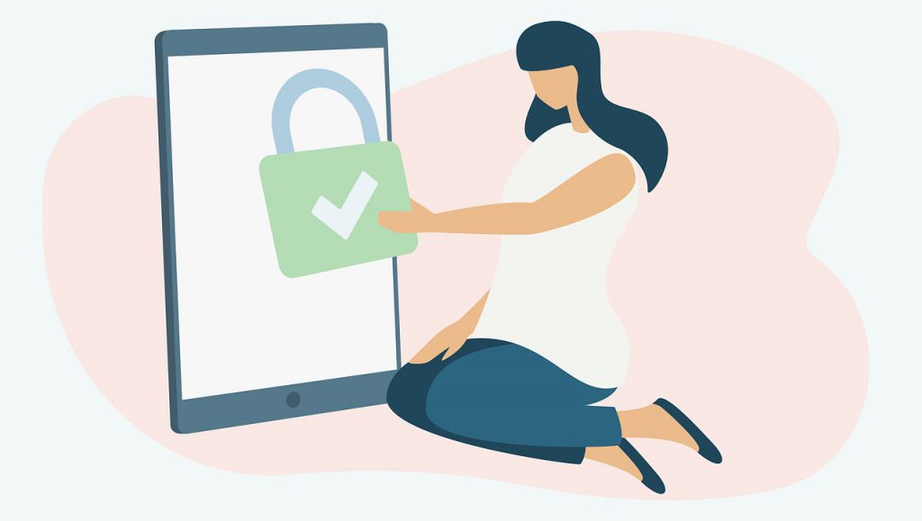 Girl adding a security to the website