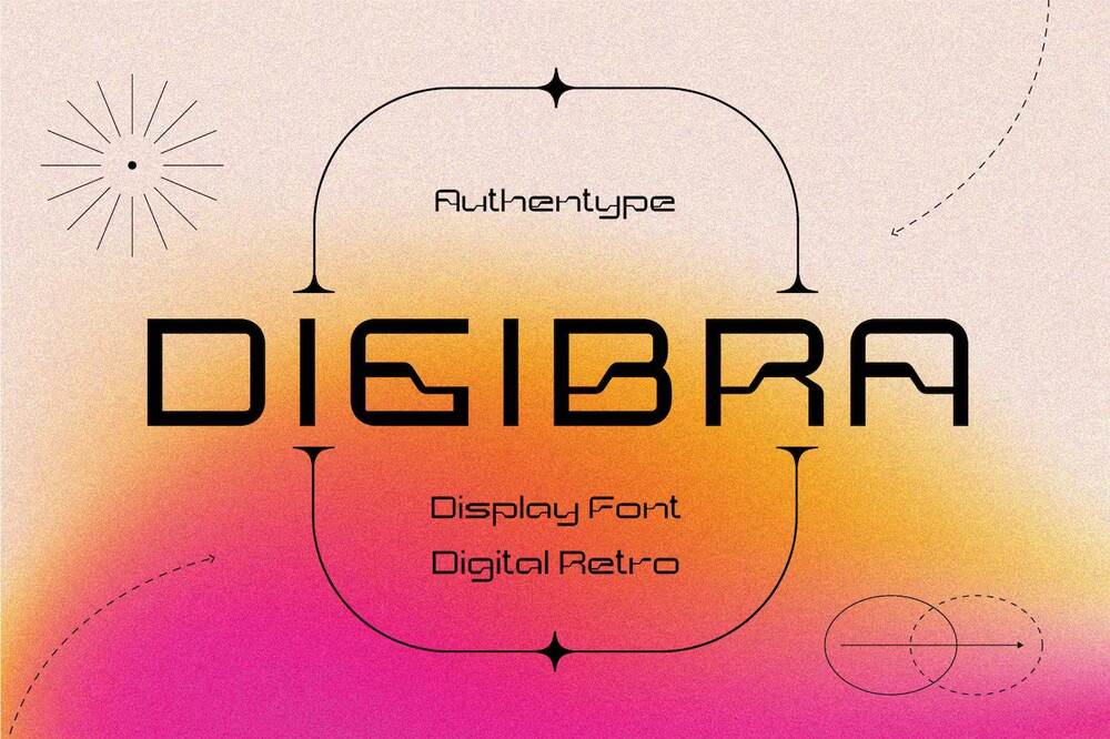 A digital retro display font