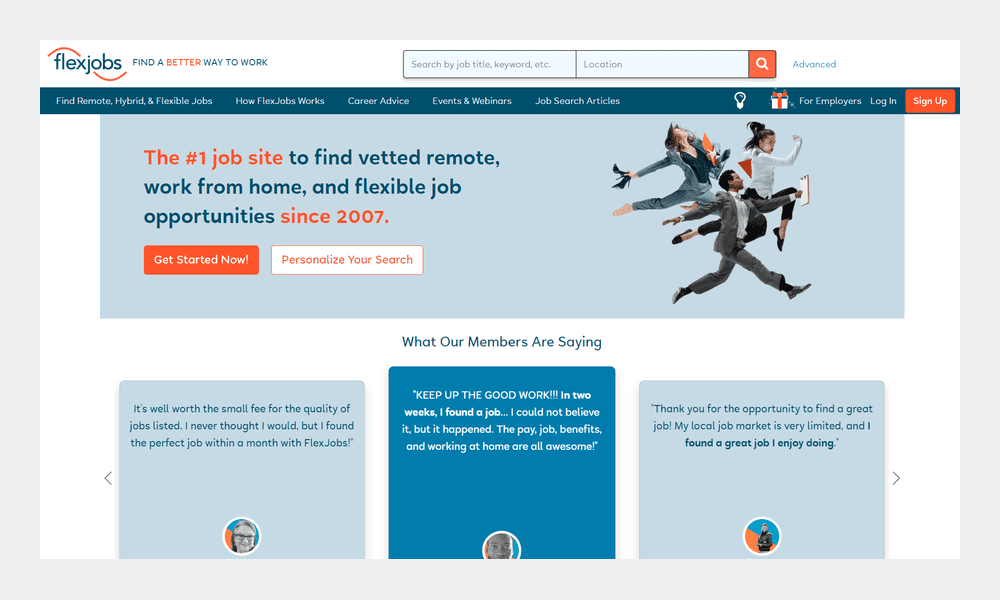 Flex Jobs search enjine to find jobs