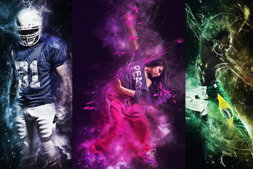 Different colorful electric photoshop actions