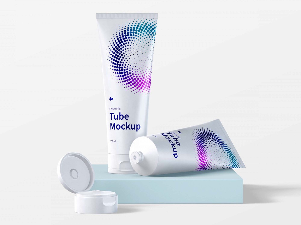 A nice composition of cosmetic tubes mockup