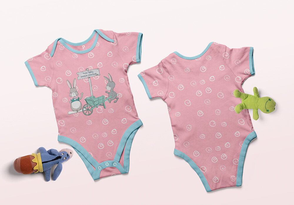 Free baby onesie mockup template in pink