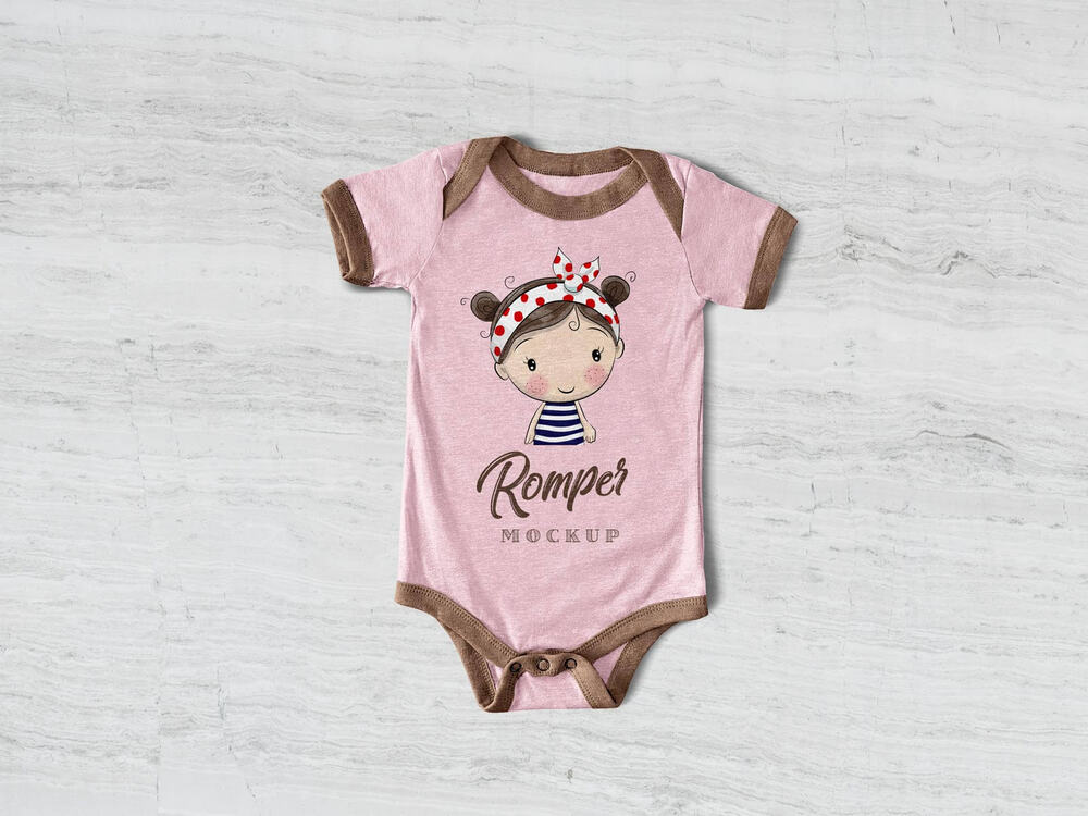Free pink romper mockup for baby